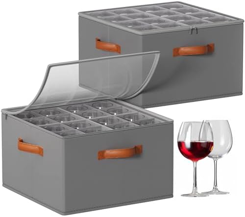 Foyego Wine Glass Storage Box, 2 Pack, Gray by Foyego