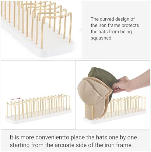 Mkono Hat Organizer for Baseball Caps, Hat Holder Storage for Closet, Gold - Image 3