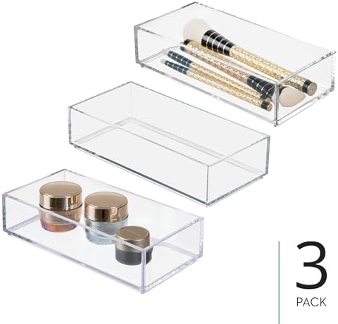 iDesign Stackable Makeup Drawer Organizer, Set of 3, Clear - Image 2