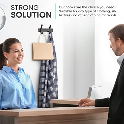 Coat Rack Wall Mount – 6 Inch Stainless Steel Small Hook Rail with 2 Double Coat Hooks for Hanging – Wall Mounted Entryway Organizer for Coats, Hats, Bags, Towels, Robes, Bedroom or Bathroom - Black - Image 7