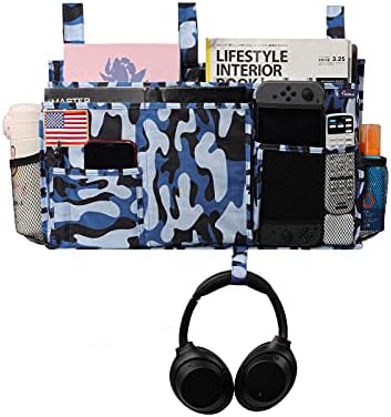 Surblue Bedside Caddy Hanging Organizer Storage Bag Pocket for Bunk, Hospital, College Dorm Rooms, Baby Bed Rails, Camp - 8 Pockets, Large, Ocean - Image 2
