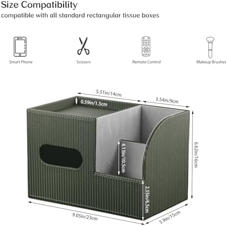 PU Leather Tissue Box Cover with Storage Tray, Cube Facial Tissue Holder - Image 3