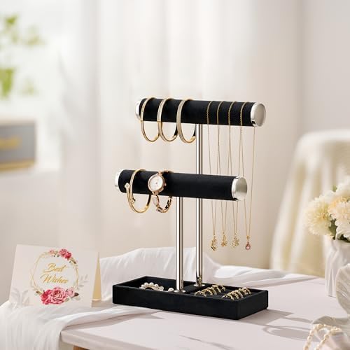 bussdis 2 Tier Bracelet Holder Display, Necklace Holder Organizer, BK/SL - Image 5