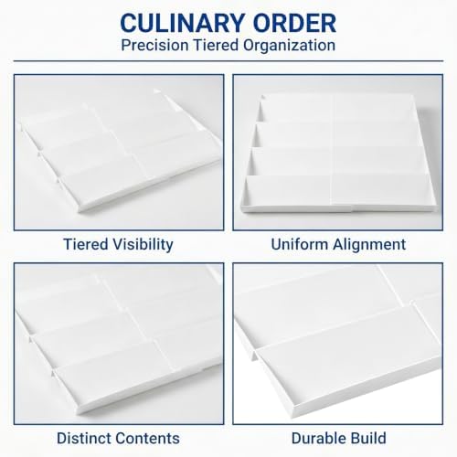 Spice Drawer Organizer, 4-Tier Spice Rack for Drawer Fits 11.8-22.8 in Wide, Expandable Seasoning Organizer with 2 Silicone Funnels and 160 Labels for Kitchen Cabinet Organization, White - Image 3