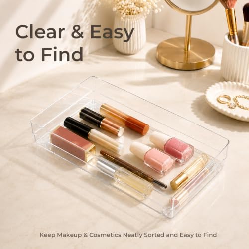 LotFancy 3 Pack Stackable Clear Plastic Drawer Organizer, Cosmetic, 12x6x2 - Image 2