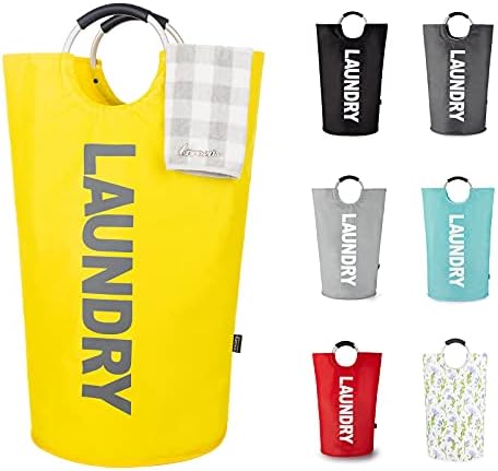 Caroeas 95L Pro Large Laundry Basket (13 Colors), Waterproof Laundry Hamper, Laundry Bag with Padded Handles, Clothes Hamper Stands Up Well, Collapsible Laundry Basket Easy Storage(Yellow) by Caroeas