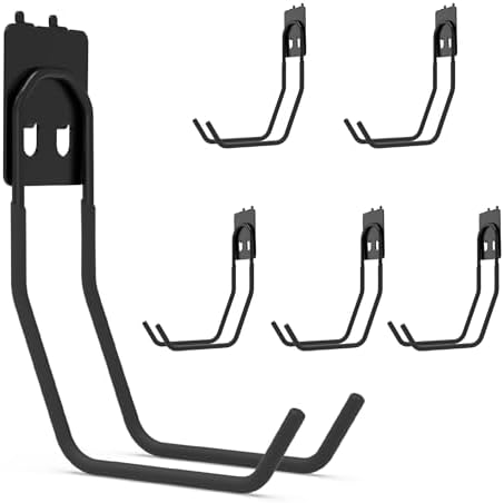 HUHOLE 6 Pack Large Double Arm Pegboard Hooks for 1/4 Inch Pegboard by HUHOLE