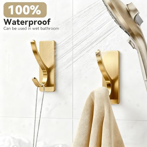 pickpiff Brush Gold Self-Adhesive Hook, 13LB Hanger for Coat/Towel, 4-Pack - Image 5
