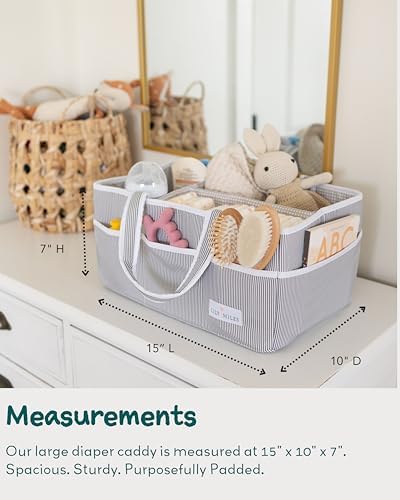 Lily Miles Baby Diaper Caddy Organizer, Baby Shower Basket for Newborn Boys or Girls, Nursery Must Haves for New Mom, Registry Favorites, Large Storage Tote for Changing Table or Car, Gray - Image 4