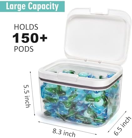 Pensino Laundry Pods Container Laundry Pod Holder with Lid, Laundry Room Storage Container for Detergent Pods Laundry Powder Scent Booster Container with Scoop (2 Pack) - Image 4