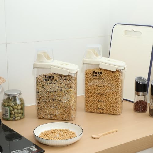 Blushtier 4 PCS Cereal Containers Storage 2.5L Airtight Large Dry Food Containers with Pouring Spout Cereal Storage Dispenser Measuring Cup for Flour and Baking Supplies, White - Image 6