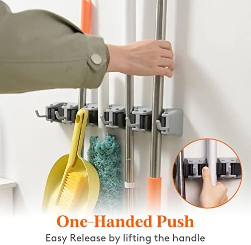 Lifewit Mop and Broom Holder Organizer Wall Hanging Mount, Gray, 2 Pack - Image 3