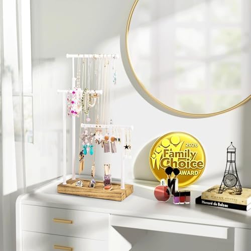SRIWATANA Jewelry Organizer, Necklace Stand, Carbonized Black & White - Image 3