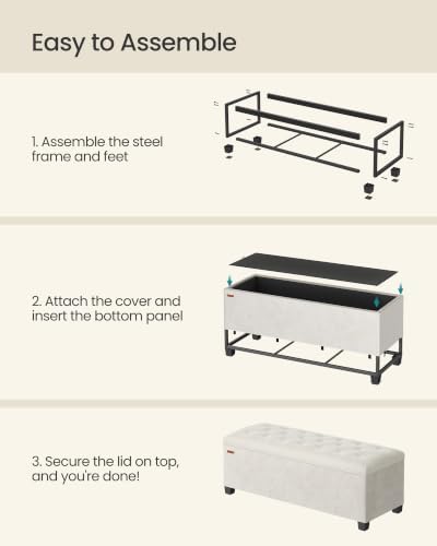 SONGMICS Storage Ottoman Bench, Foot Rest with Legs, Load up to 661.4 lb - Image 6