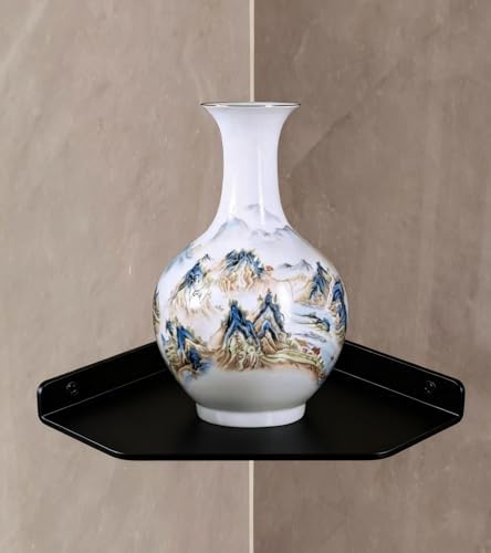 8 Inch Black Floating Corner Shelf Wall Mounted, Triangle Storage Shelf for Kitchen, Speakers, Wine, Decor & Small Electronics - Image 7