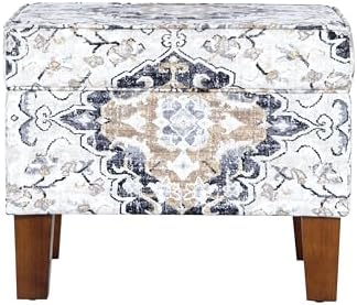 Spatial Order 22" Dinah Collection Storage Ottoman - Antiqued Ebony Cream by Spatial+Order