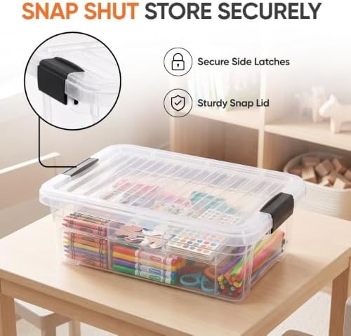 Superio 7.4 Quart Clear Plastic Storage Bin with Lid, Stackable Organizer Box, BPA-Free Storage Container for Home, Garage, School & Office, 6 Pack - Image 6