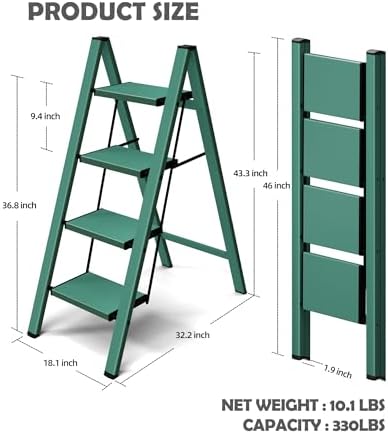 Taranta 4 Step Stool Foldable,Aluminum Step Ladder-Green - Image 6