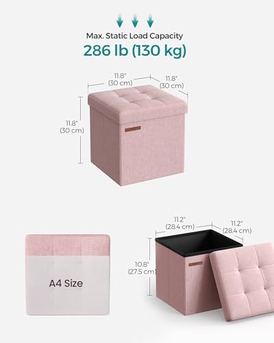 SONGMICS Small Folding Storage Ottoman, 11.8 x 11.8 x 11.8 in - Image 2