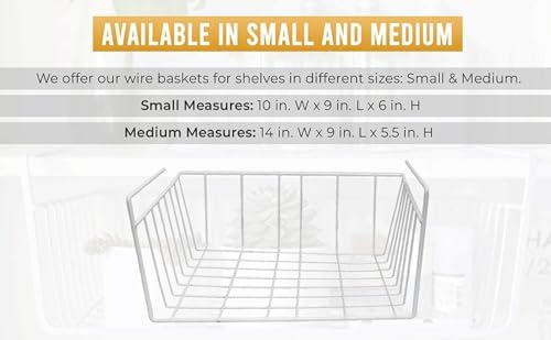 YBM Home Under Shelf Wire Basket Storage Organizer for Kitchen Pantry - Hanging Storage Cabinet Organizer Rack Adds Extra Storage Space Underside the Shelf (2, Medium) - Image 4