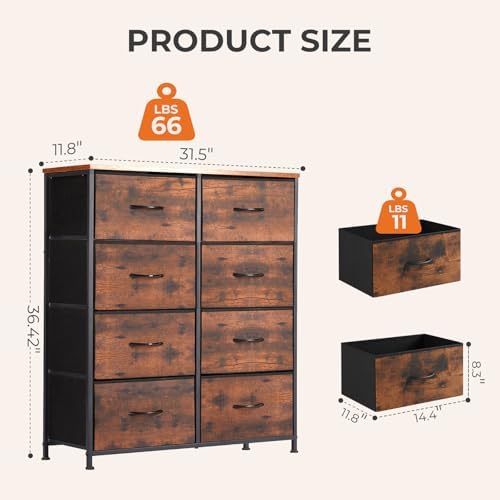 Sweetcrispy Dresser for Bedroom with 8 Drawers, Large Storage Tower - Image 3