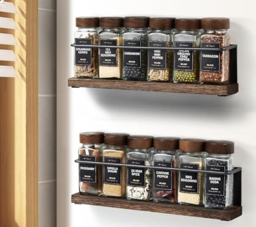 2 Pack Strong Magnetic Spice Rack Organizer for Refrigerator and Microwave Oven, Metal Fridge Shelf, Space Saver for Kitchen Organization and Storage, Black by KitHero