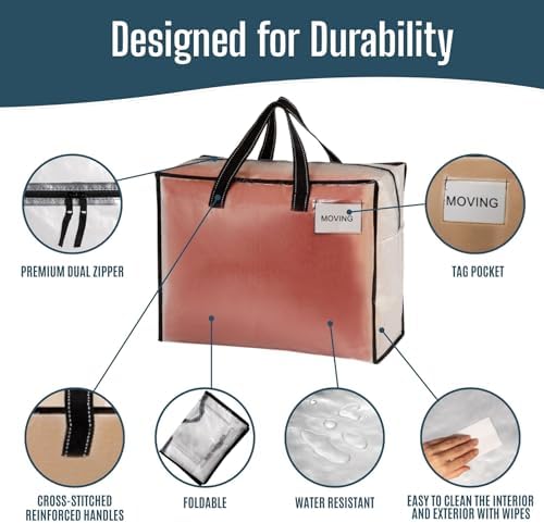 VENO Heavy Duty Moving Bags, Storage Bags, 13 Gallon, Clear, 4 Pack - Image 4