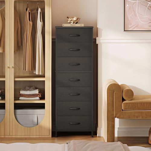 WLIVE Tall Dresser for Bedroom, 7 Drawer Dresser, Black - Image 5