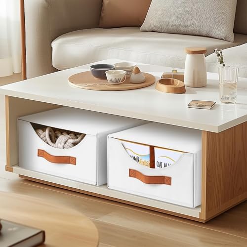 Homsorout Stackable Storage Drawers - Large Collapsible Storage Bins with Drawers, 6 Pack Closet Shelf Organizer Basket, Fabric Pull Out Organizer for Bedroom, Living Room, Dorm, White - Image 2