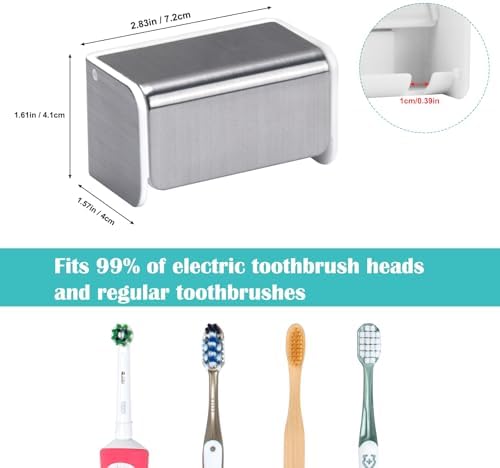 Toothbrush Holders Wall Mounted with Cover (1, Brushed Silver) - Image 5