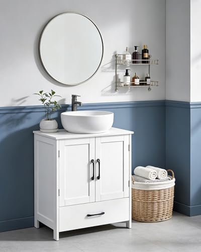 Bathroom Vanity Sink Cabinet, Under Sink Storage Cabinet with 2 Doors, Waterproof Pedestal Sink Cabinet for Bathroom, Laundry Room, Kitchen, White with Drawer - Image 4