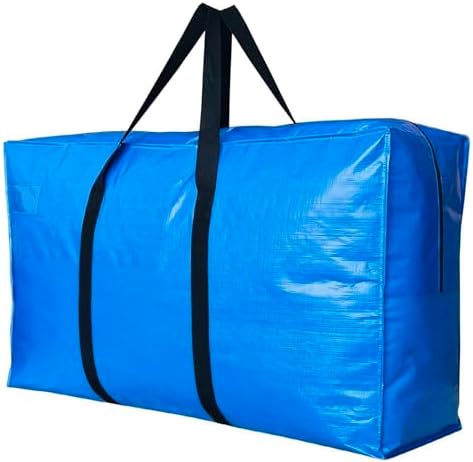 Extra Large Storage Bags, Jumbo Moving Storage Bags Heavy Duty, Foldable Big Blue XL Duffle Bag for Travel by YiKitHom