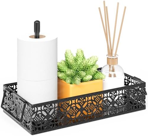 Toilet Tank Topper - 13 Inch Bathroom Tray with Magnetic Paper Towel Holder by YIUKEA