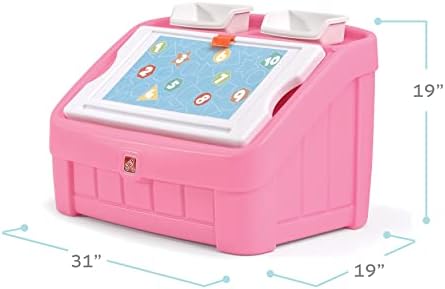 Step2 2-in-1 Toy Box & Art Lid, Kids Toy Storage Bin & Organizer, Easel & Chest in One, Made of Durable Plastic, For Toddlers 2+ Years Old, Pink - Image 2