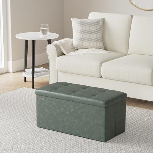 SONGMICS Storage Ottoman Bench, 30 Inches Folding Foot Rest Stool - Image 2