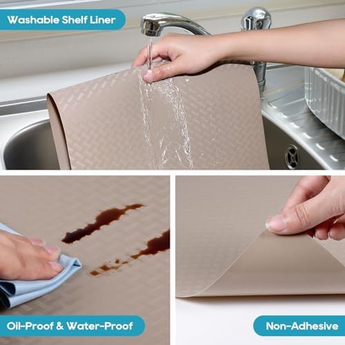 Shelf Liners for Kitchen Cabinets Non Adhensive,Beige 17.5"× 78.7" - Image 4