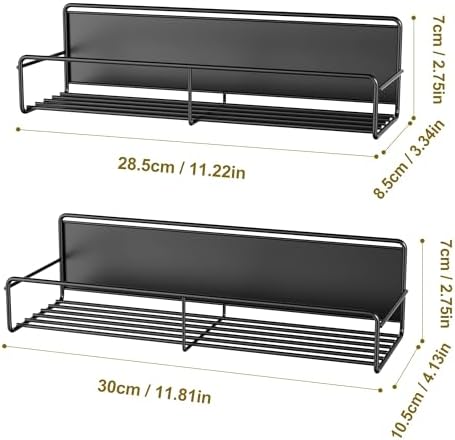 Mystozer Metal Magnetic Spice Rack for Refrigerator Black, 2 Pack - Image 6