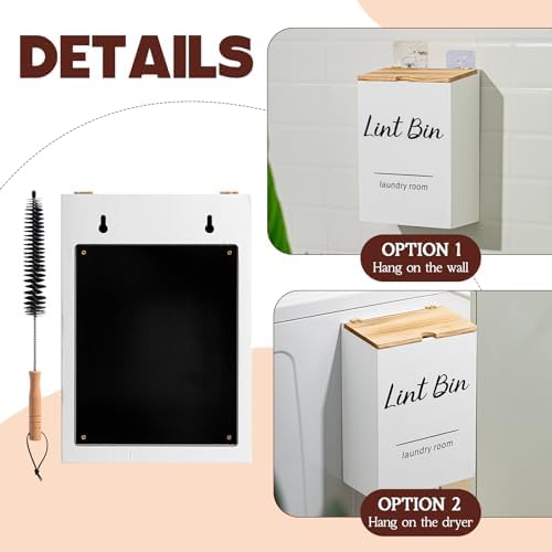 Dandat 4 Pcs Magnetic Laundry Room Organization Set, White - Image 3