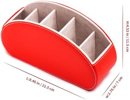 Remote Control Holders Organizer Box with 5 Compartment PU Leather Caddy - Image 2