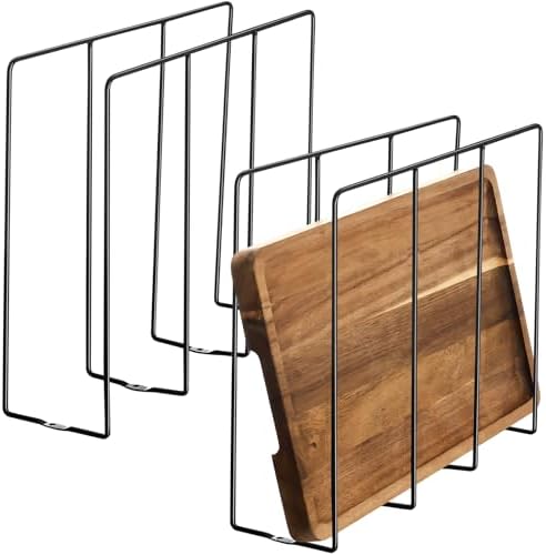 Blulu U Shaped Cookie Sheet Organizer for Cabinet Baking Sheet Organizer Kitchen Cabinet Dividers Vertical Chrome Pan Rack Storage Wires Tray Dividers Face Opening of 3.5"(Black,2 Pcs) by Blulu