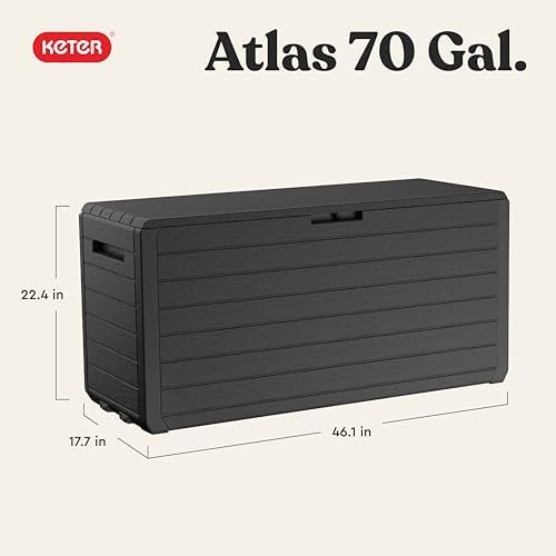 Keter Atlas 70 Gal Outdoor Storage Box for Patio and Pool Accessories - Image 2