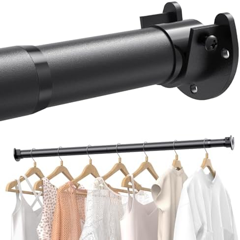 Supforce 2 Pack Closet Rod Heavy Duty, 17-54in Adjuatable Closet Pole Black by Supforce