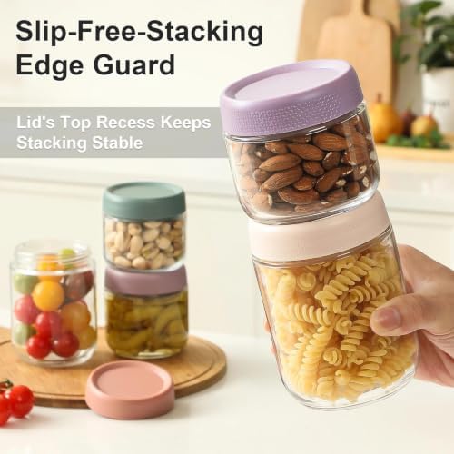 NETANY 12 Pack Overnight Oats Containers with Lids, 16oz & 10oz & 8oz Mason Glass Jars - Image 4