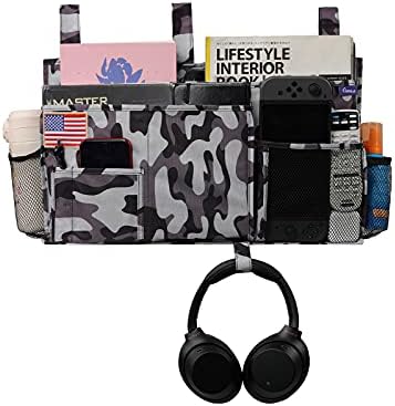 Surblue Bedside Caddy Hanging Organizer Storage Bag Pocket for Bunk, Hospital, College Dorm Rooms, Baby Bed Rails, Camp - 8 Pockets (Large, City) - Image 2