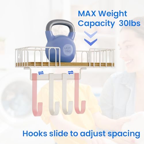 TJ.MOREE Ironing Board Hanger Metal Wall Mount Iron and Ironing Board Holder, Laundry Room Decor and Storage with Large Storage White - Image 6