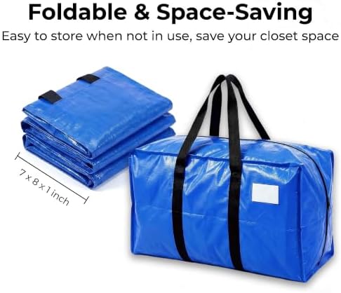 24 GAL Heavy Duty Moving Bags Blue 6 Pack - Backpack Straps & Handles, Large Zipper Storage Bags for Clothes, Water-Resistant College Dorm & Moving Essentials - Image 4