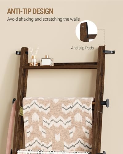 Hzuaneri Blanket Ladder, Decorative Quilt Rack with 4 Removable Hooks - Image 5