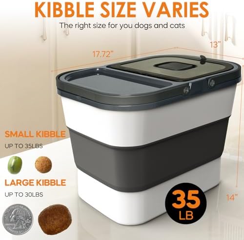 HOYTAMDAR 35lbs Collapsible Dog Food Storage Container,Rolling Wheels - Image 5
