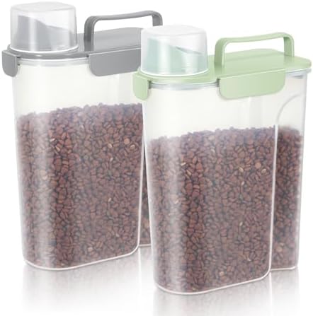 LEAWALK 5-7Lbs Airtight Dog Cat Pet Food Storage Container (Gray+Green) by LEAWALK