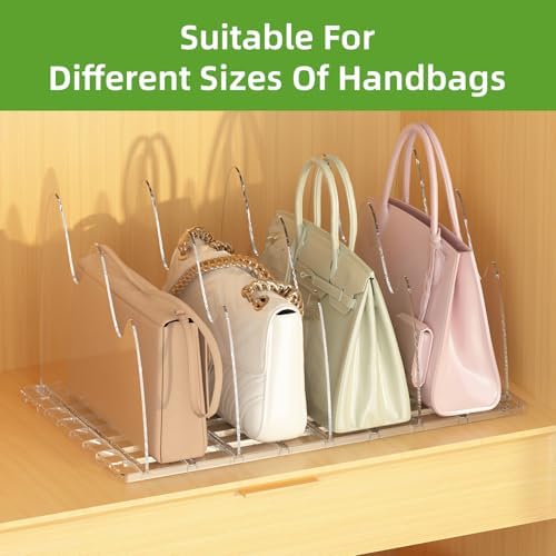 ANTOWIN 2 Pack Clear Purse Organizers for Closet, Adjustable Shelf Divider, Handbag Separators Storage Organizer, Shelf Divider in Bedroom, Office, Kitchen - Image 3